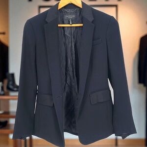 Rag & Bone Black Rylie Blazer Pinstripe Lining Single Closure